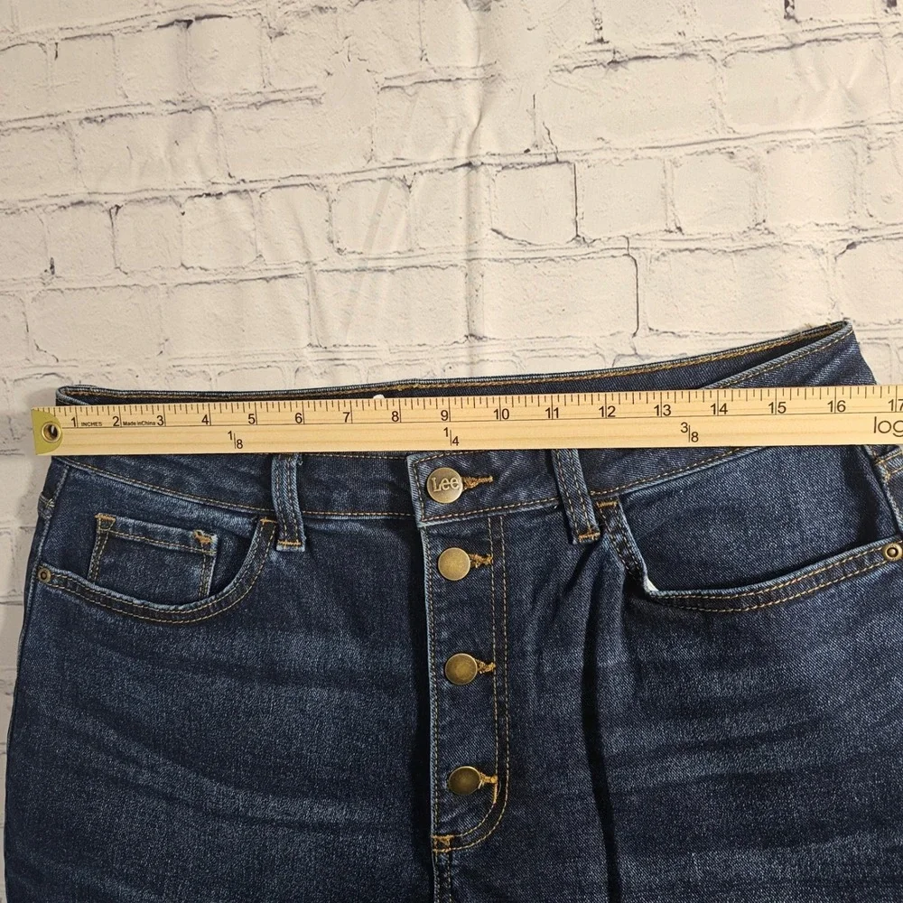 Lee Heritage High Rise‎ Skinny Jeans Dark Wash Button Fly Raw Hem 14M